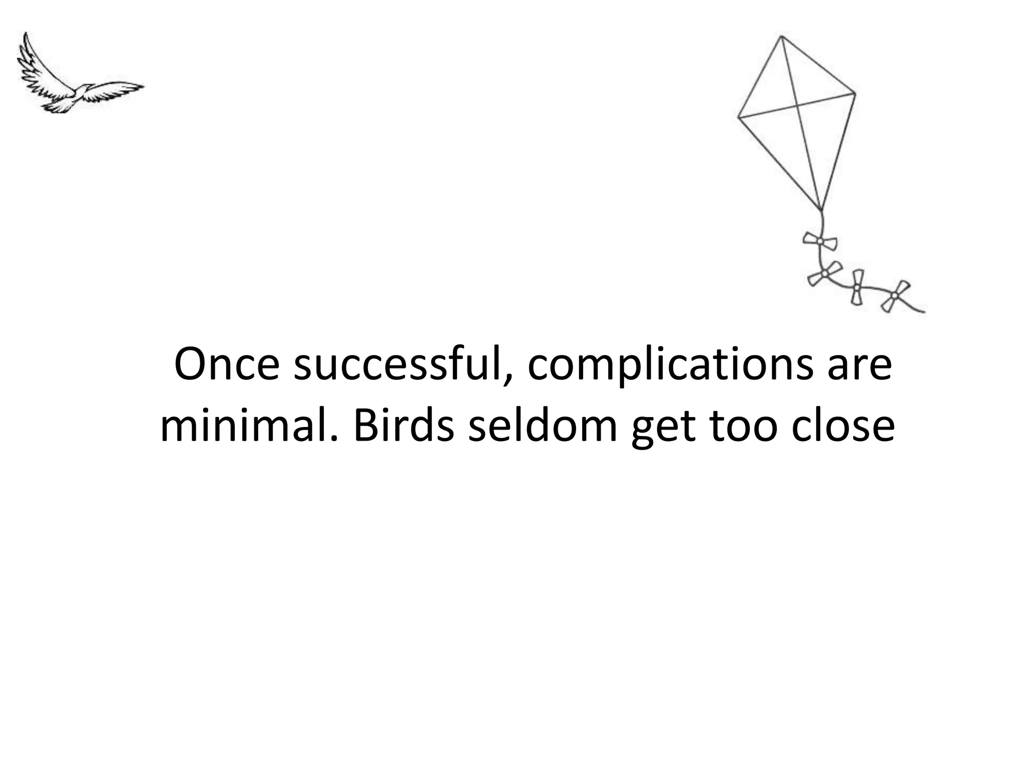 Once successful, complications are
minimal. Birds seldom get too close
 