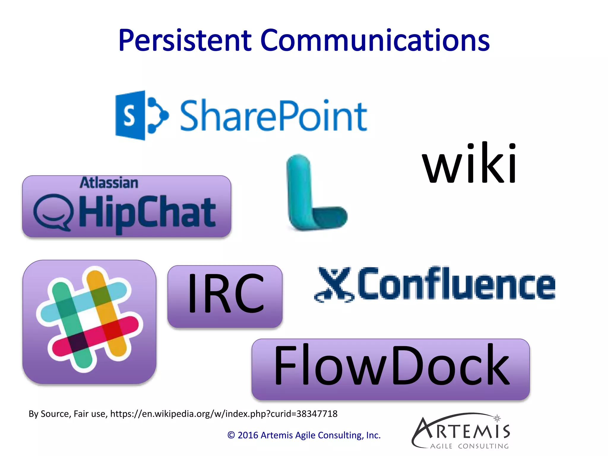 © 2016 Artemis Agile Consulting, Inc.© 2016 Artemis Agile Consulting, Inc.
IRC
wiki
By Source, Fair use, https://en.wikipedia.org/w/index.php?curid=38347718
FlowDock
 