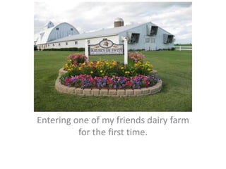 Entering one of my friends dairy farm
          for the first time.
 