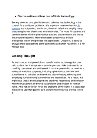 The Danger and Risk of AI | PDF