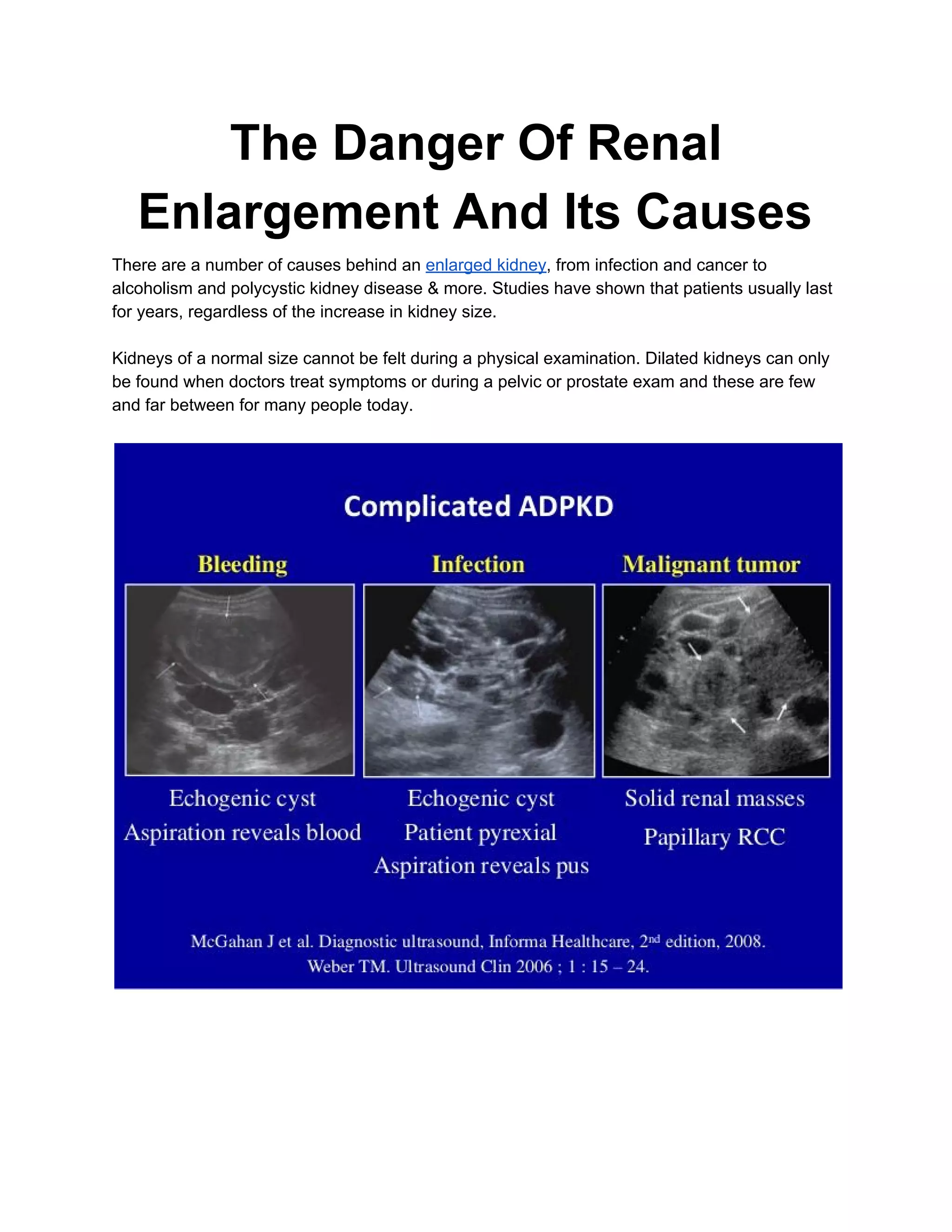 The danger of renal enlargement and its causes PDF