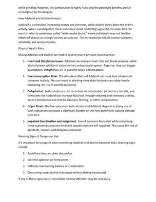 Understanding the Serious Risks of Mixing Alcohol and Adderall | PDF