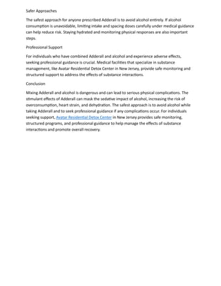 Understanding the Serious Risks of Mixing Alcohol and Adderall | PDF