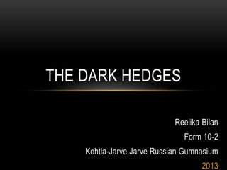 Reelika Bilan
Form 10-2
Kohtla-Jarve Jarve Russian Gumnasium
2013
THE DARK HEDGES
 