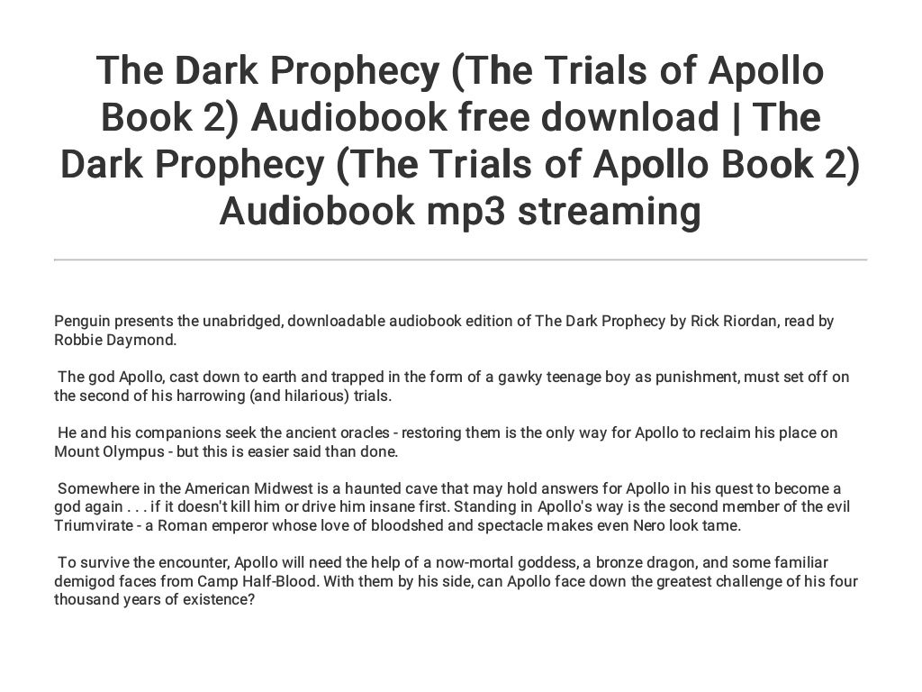 the dark prophecy audiobook free the dark prophecy audiobook free