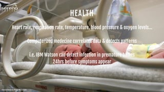 HEALTH
Heart rate, respiration rate, temperature, blood pressure & oxygen levels…
Computerized medecine correlates data & ...