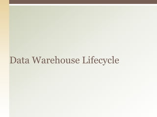 Data Warehouse Lifecycle