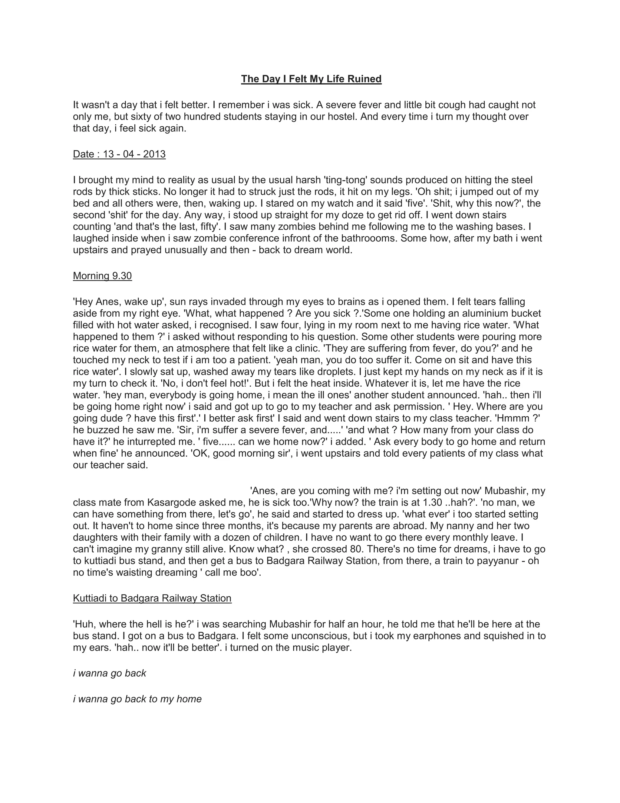 The day i felt my life ruined | DOCX