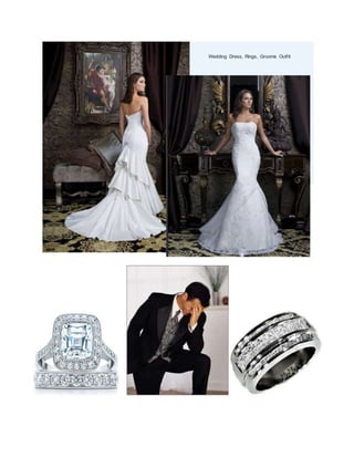 Wedding Dress, Rings, Grooms Outfit
 