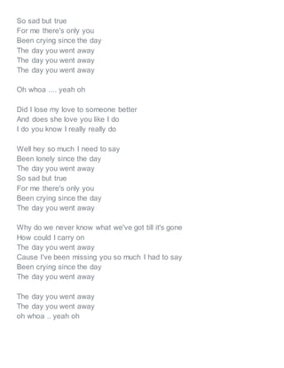 mv the day you went away mv the day you went away