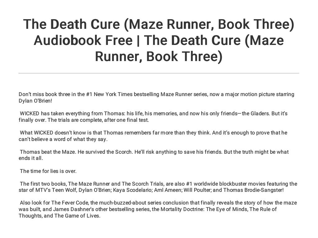 The Death Cure (Maze Runner... Book Three) Audiobook Free The Death…
