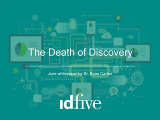 June whitepaper by Dr. Sean Carton
The Death of Discovery
 