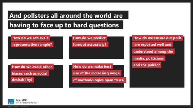 6The Death of Polling? Version 1 Public
And pollsters all around the world are
How do we achieve a
representative sample?
...