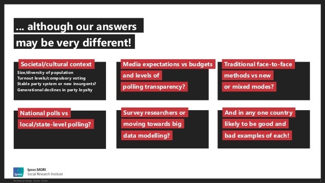 7The Death of Polling? Version 1 Public
... although our answers
Size/diversity of population
Turnout levels/compulsory vo...
