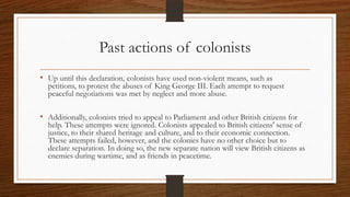 declaration of independence what abuses did the colonists cite