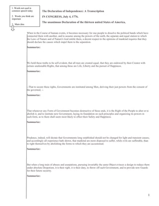the declaration of independence a transcription analysis