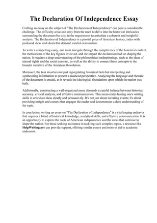 thomas jefferson and the declaration of independence essay