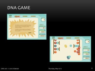 DNA GAME




CNIE 2012 © 2012 K.Becker   Thursday, May-10-12   17
 