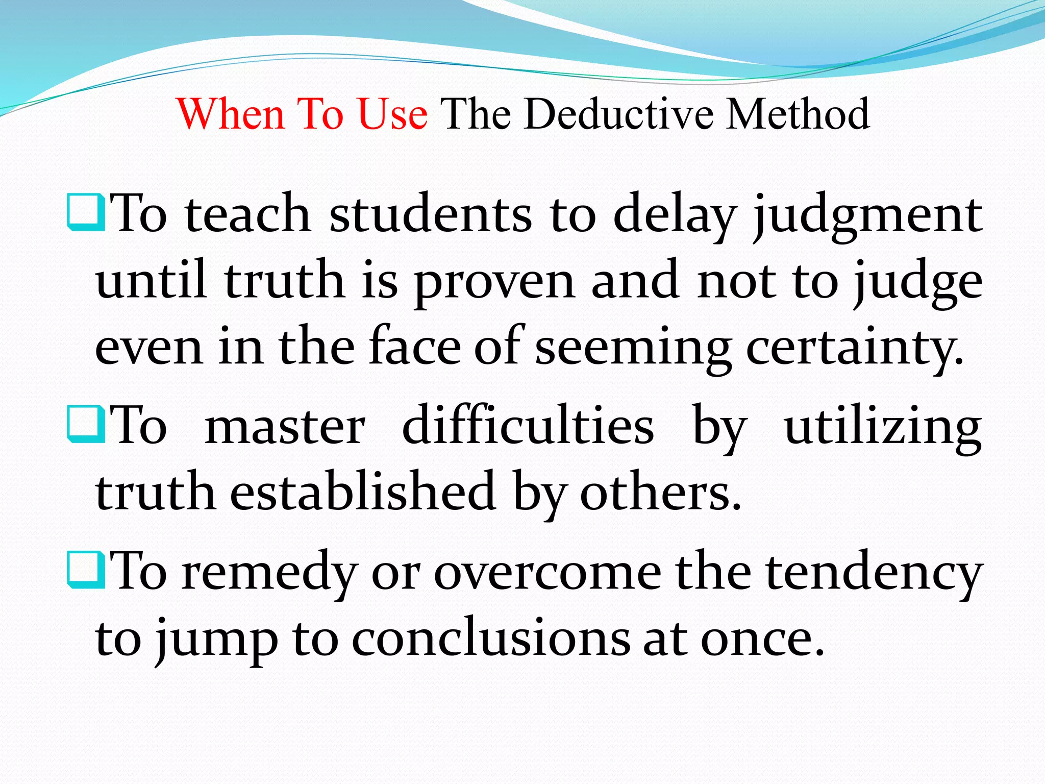 The deductive, inductive and recitation method of teaching | PPTX
