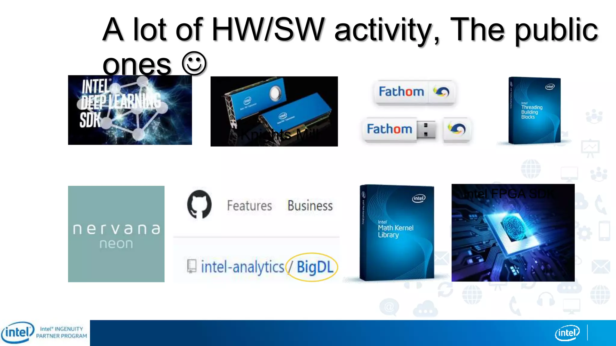 A lot of HW/SW activity, The public
ones 
Knights Mill
Intel FPGA SDK
 