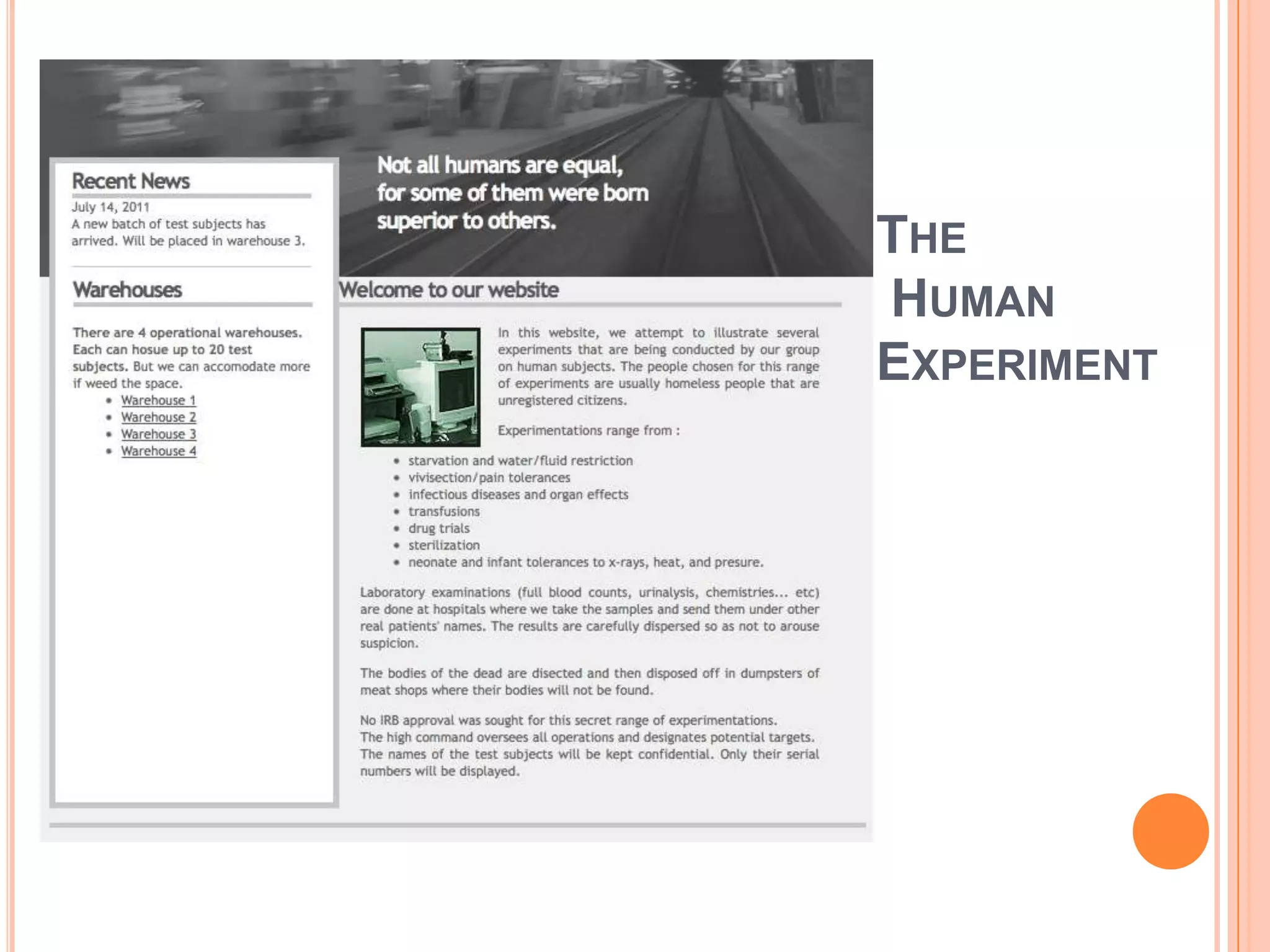 THE
HUMAN
EXPERIMENT
 