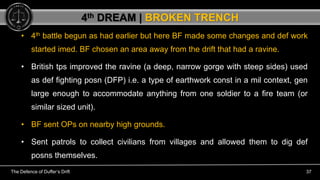 The Defence of Duffer’s Drift 37
• 4th battle begun as had earlier but here BF made some changes and def work
started imed...