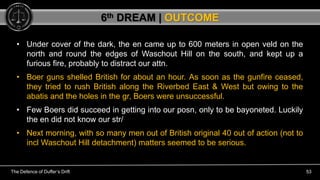 The Defence of Duffer’s Drift 53
• Under cover of the dark, the en came up to 600 meters in open veld on the
north and rou...