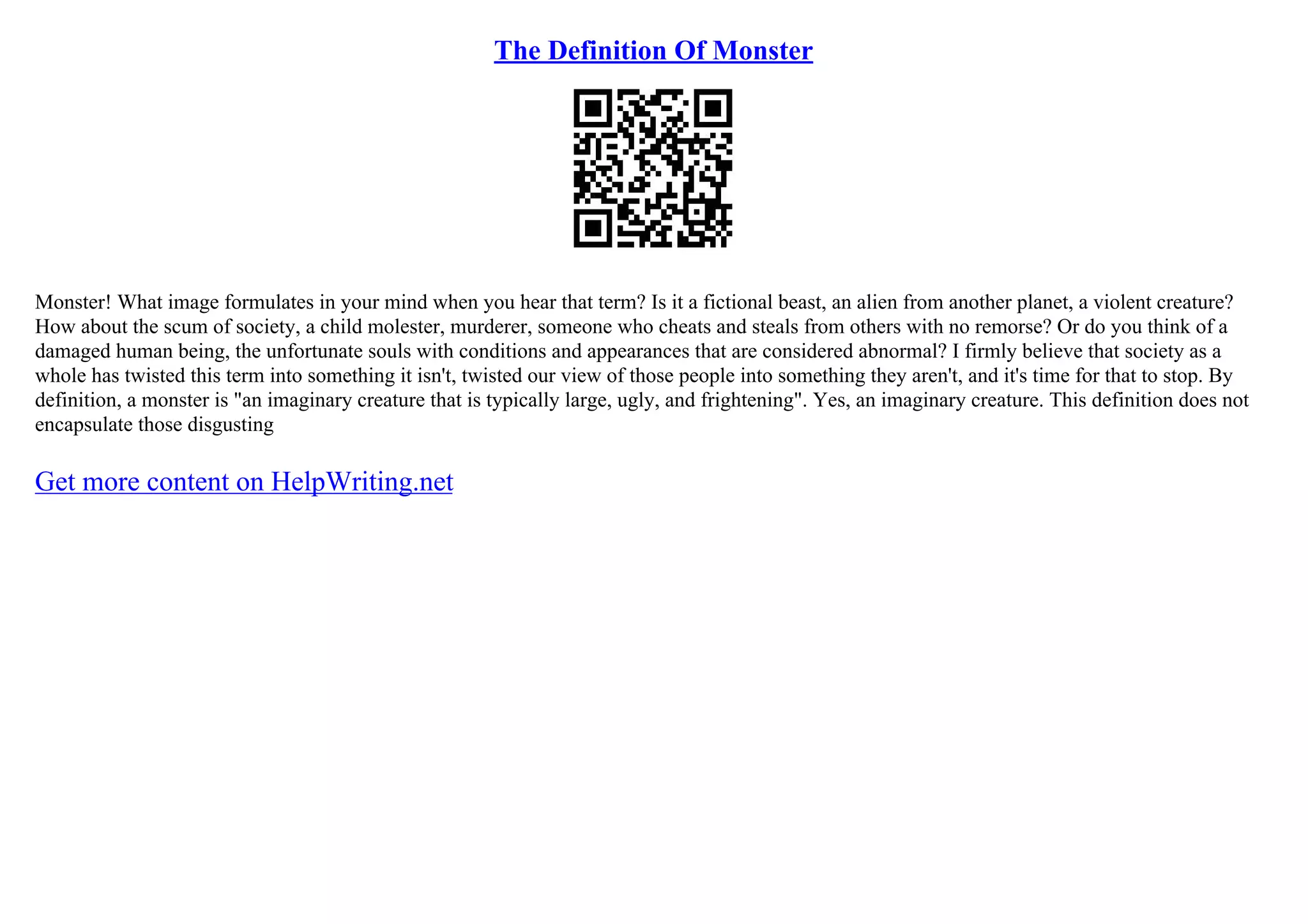 Monster Definition The Definition Of Monster | PPT