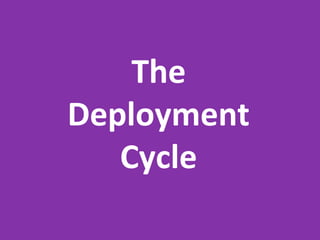 The
Deployment
Cycle
 