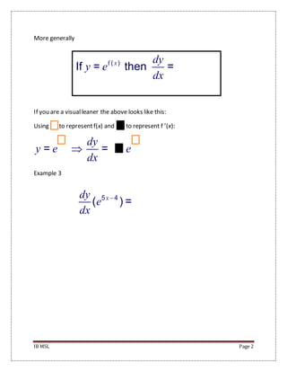 The Derivative Of E X And Lnx
