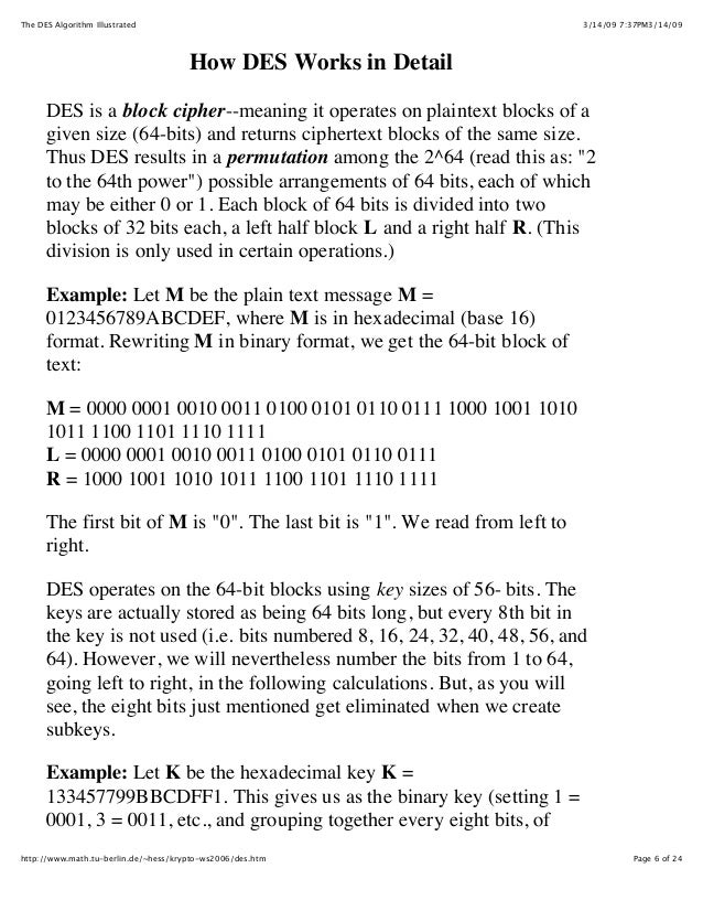 the des algorithm illustrated how des works