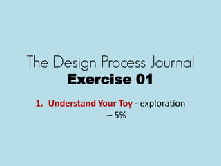 The Design Process Journal
Exercise 01
1. Understand Your Toy - exploration
– 5%
 