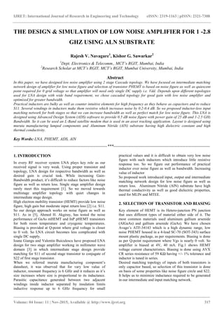 The design & simulation of low noise amplifier for 1 2.8 ghz using aln ...