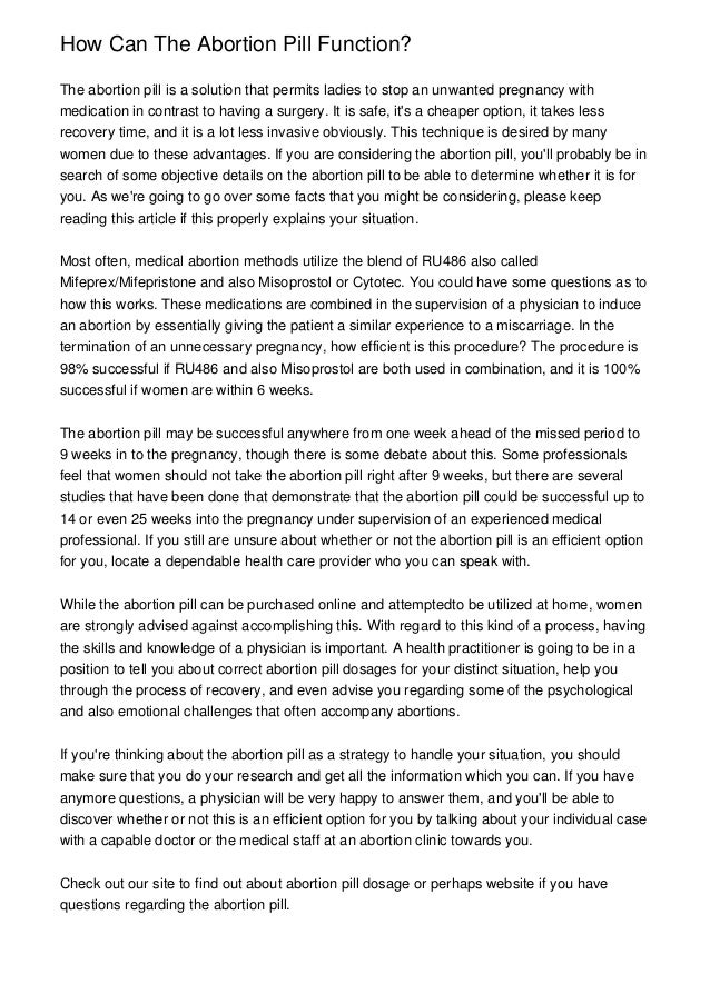 How Can The Abortion Pill Function?