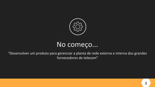 No começo...
“Desenvolver um produto para gerenciar a planta de rede externa e interna dos grandes
fornecedores de telecom”
4
 
