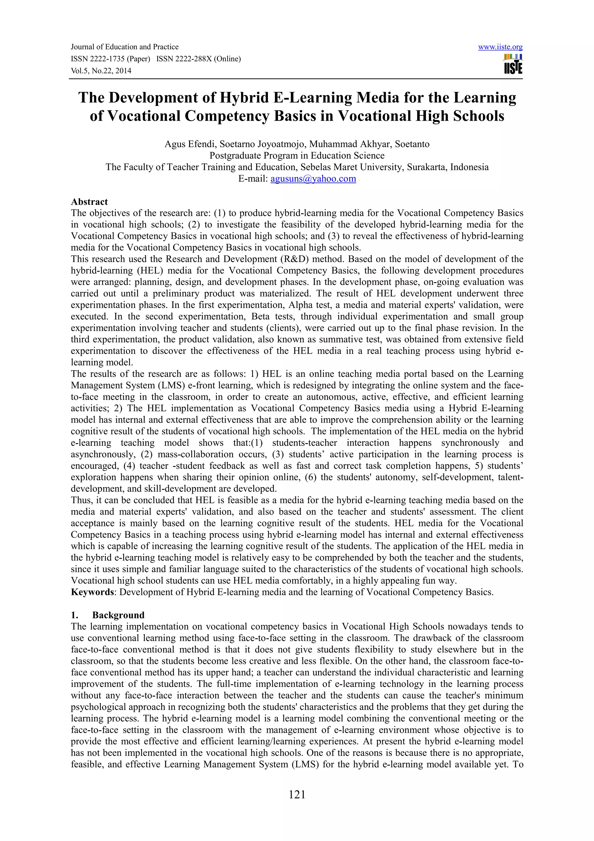 The development of hybrid e learning media for the learning of ...