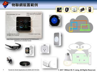 © 2017 William W.-Y. Liang, All Rights Reserved.
物聯網裝置範例
7 Trends for Smart Applications & OSSS (2017/01/24)
https://www.k...
