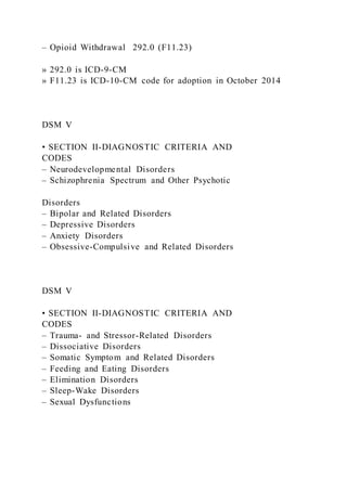 Generic Code Disorder The Diagnostic and Statistical Manual of Mental Disorders, | DOCX