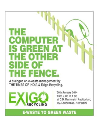 The dialogue on e waste management by the Times of India & Exigo | DOCX