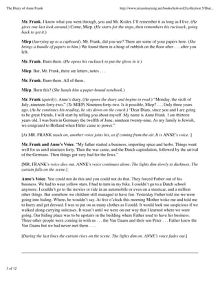 The diary of anne frank act 1 scene 1 3 | PDF