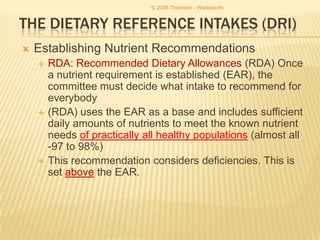The Dietary Reference Intakes Dri The Dietary Reference Intakes Dri