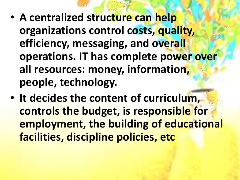 The difference between centralized and decentralized education