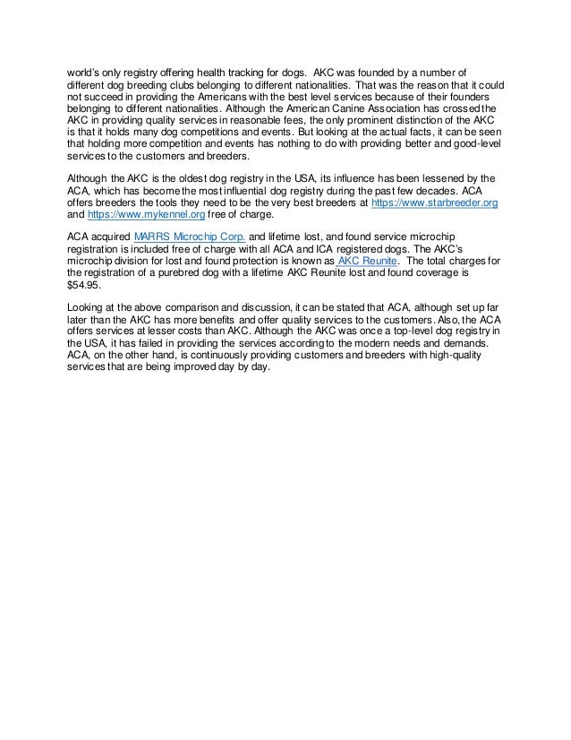 The difference between akc and aca dogs