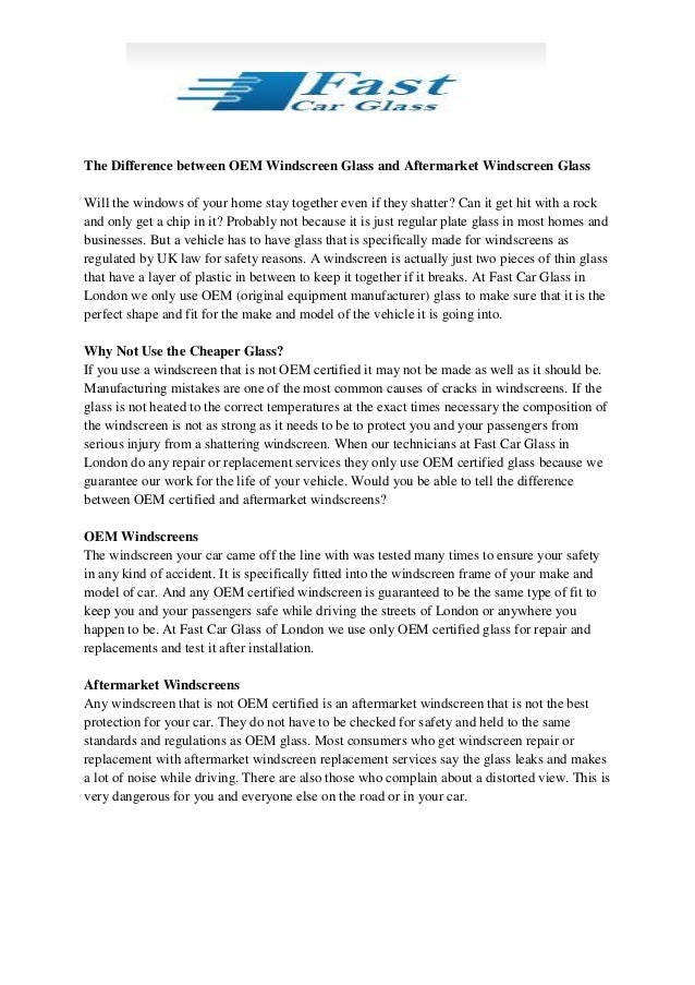The Difference between OEM Windscreen Glass and Aftermarket Windscreen