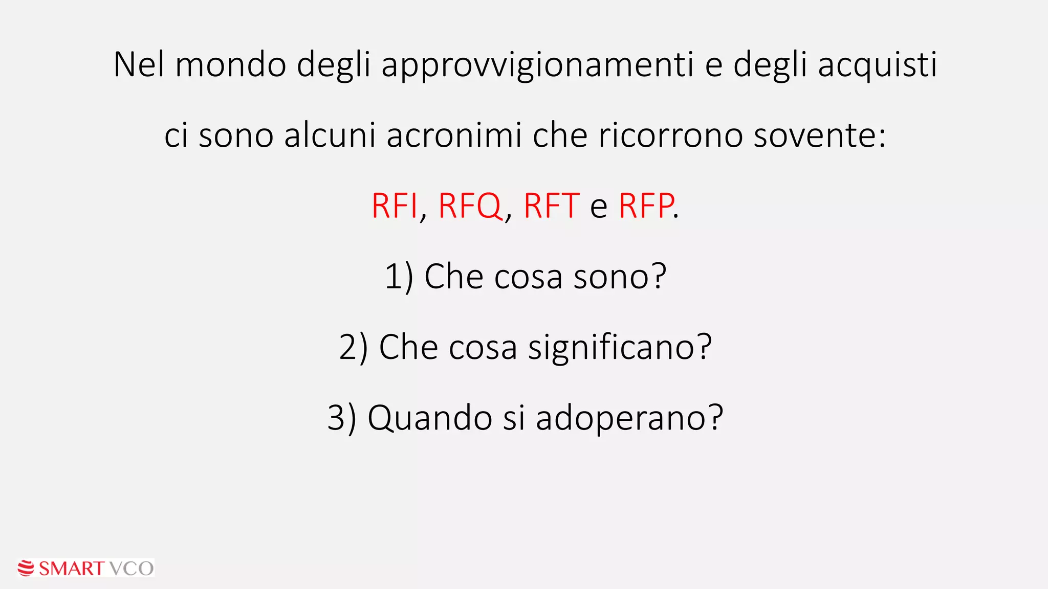 Differenze tra RFI RFQ RFT e RFP | PPT
