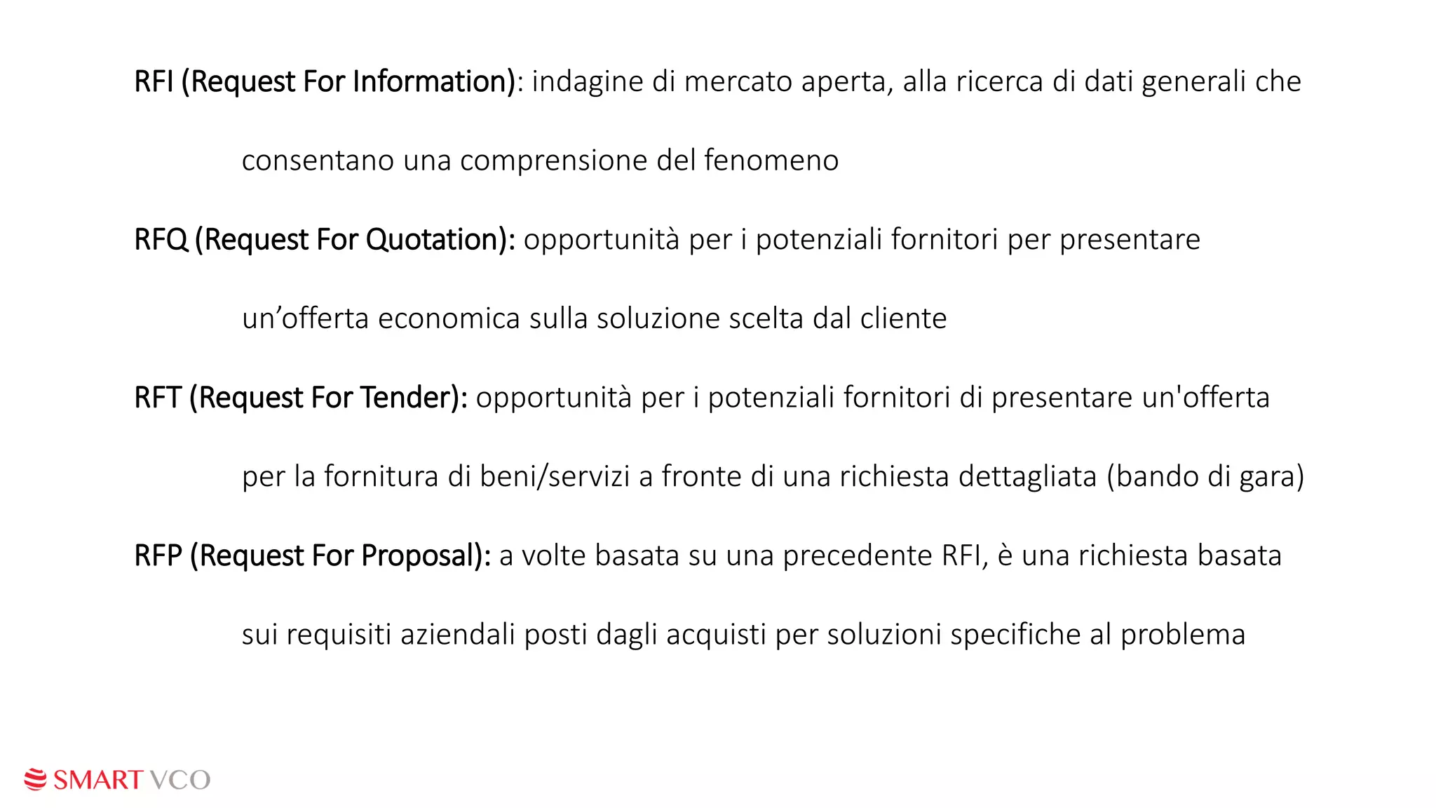 Differenze tra RFI RFQ RFT e RFP | PPT