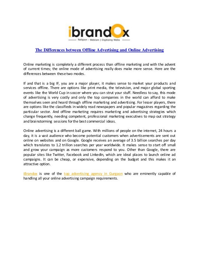 The differences between offline advertising and online advertising