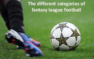 The different categories of 
fantasy league football 
 