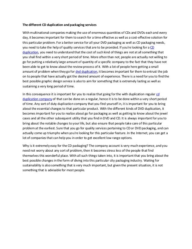 The different cd duplication and packaging services