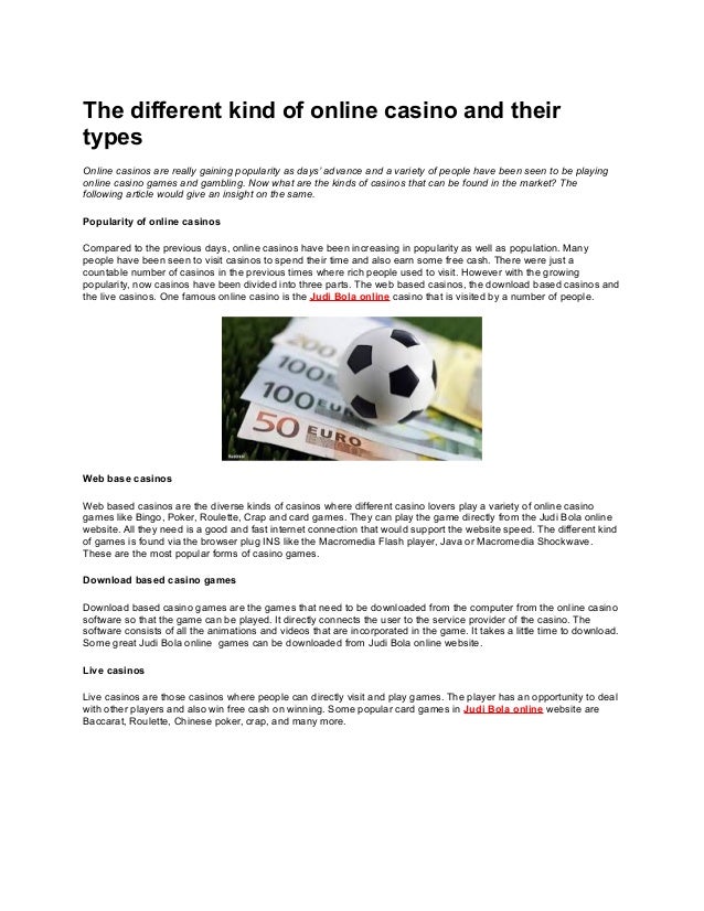 Types Of Online Casino Games